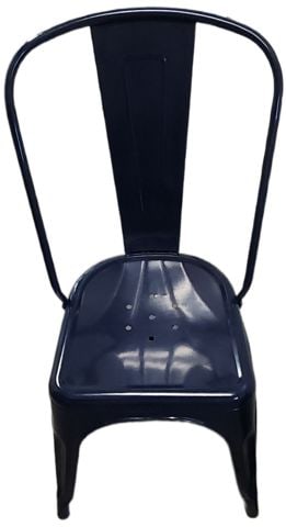 Replica Pair of Navy Blue Industrial Style Classic 1934 Tolix Marais Steel Cafe or Side Chairs - 4
