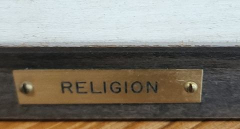 Gerkes Vintage Mid-Century Gothic-Themed Oil Painting Titled "Religion" - 2