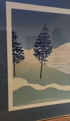 Schenk Signed 30x24" vintage original serigraph. Minimalist dystopian tranquil undisturbed landscape - 3