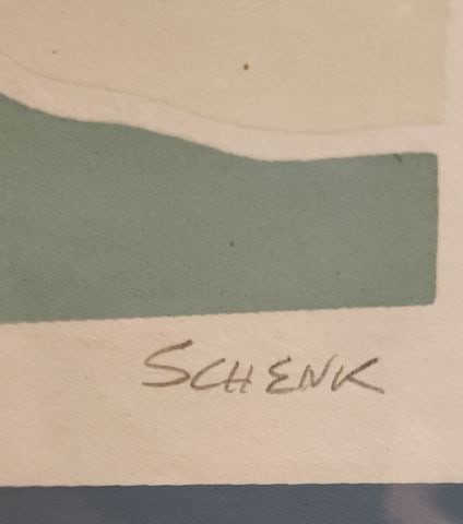 Schenk Signed 30x24" vintage original serigraph. Minimalist dystopian tranquil undisturbed landscape - 4