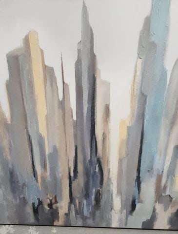 Abstract Impressionist 48x60 Giclee Print Painting on Canvas titled Midtown Skyline by Gregory Lang. - 3