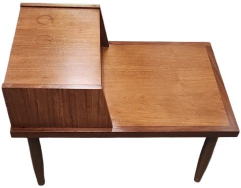 Pair of Vintage Mid-Century Modern "American of Martinsville" Walnut Two-Tone Step-Up Side Tables. - 5