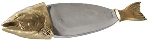 Vintage Mid-Century Heavy Italian Brass & Aluminum Fish Sculptural Platter or Art Centerpiece. 36x10 - 2