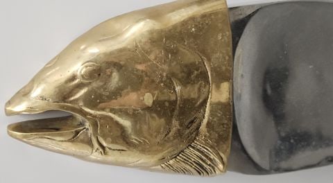 Vintage Mid-Century Heavy Italian Brass & Aluminum Fish Sculptural Platter or Art Centerpiece. 36x10 - 3
