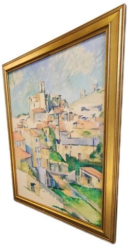 Cézanne oil painting replica of Gardanne, his celebrated 1885-86 early cubism landscape. 28x34 - 2