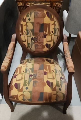 Vintage artistically scaled upholstered designer side chair. Mid-Century Modern meets Queen Anne - 3