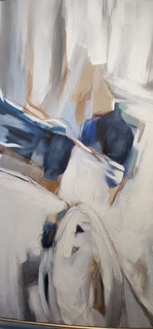 Striking vibrant modernist abstract oil painting w/ palette knife style impasto texture. - 5