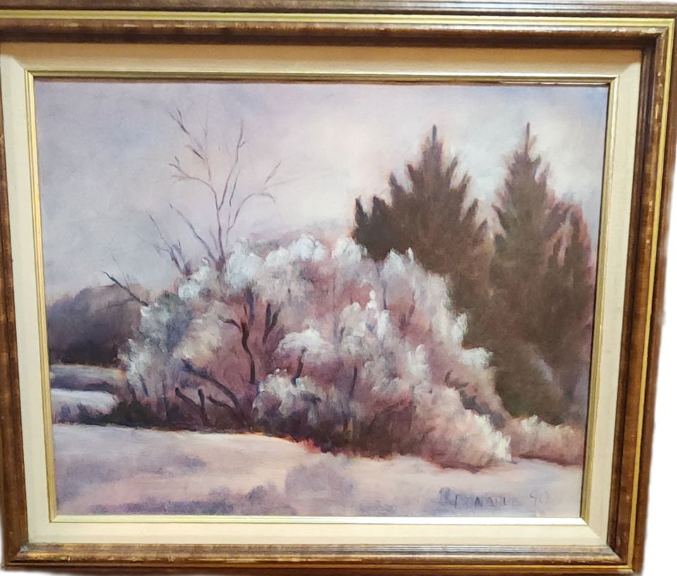 Donahue, 21"x 25" Masterful Impressionist Winter Landscape Original Oil Painting. Signed. Circa 1990 (1 of 3)