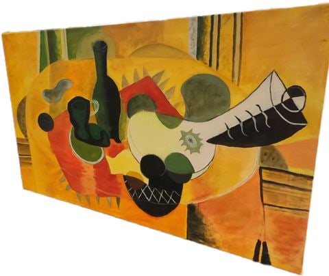 After George Braque 48x24 Cubist Oil Painting Recreation of his Iconic 1935 "Still Life with Guitar" - 2