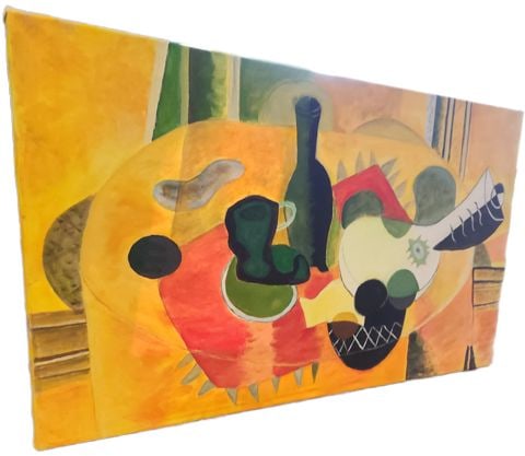 After George Braque 48x24 Cubist Oil Painting Recreation of his Iconic 1935 "Still Life with Guitar" - 3