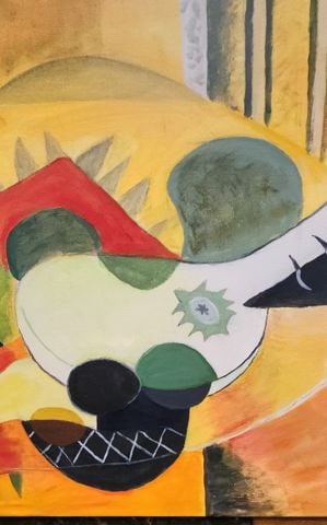 After George Braque 48x24 Cubist Oil Painting Recreation of his Iconic 1935 "Still Life with Guitar" - 4