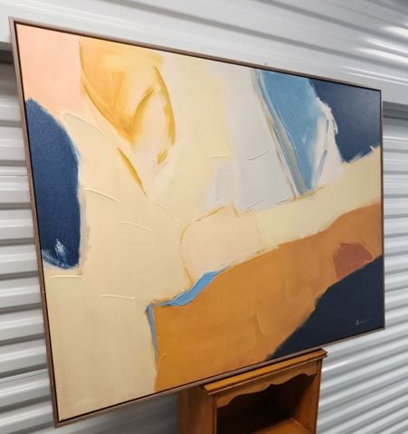 Striking Impasto-Style Embellished Giclee Abstract Print Painting "Golden Gate" by Pamela Munger. - 2