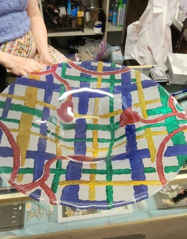 Large vintage Italian art glass charger platter by Garanzia. 19" Diameter - 4