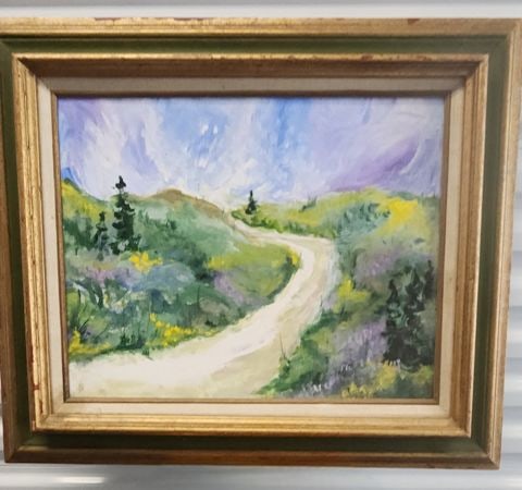 Wonderful mid-century impressionist landscape oil painting w/ rich texture and colors. Signed.1973 - 2