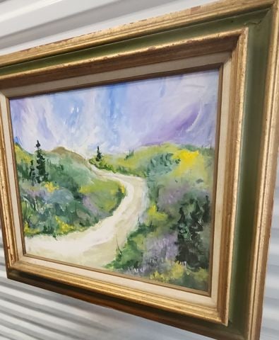 Wonderful mid-century impressionist landscape oil painting w/ rich texture and colors. Signed.1973 - 3