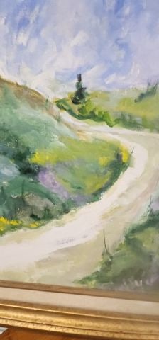 Wonderful mid-century impressionist landscape oil painting w/ rich texture and colors. Signed.1973 - 4