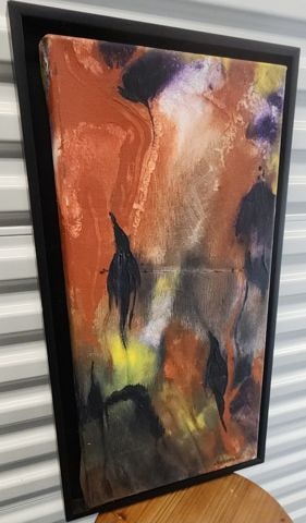 Cordova - 15x30 Vibrant Modernist Abstract Acrylic Painting in Shadow Box Frame - 2