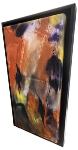 Cordova - 15x30 Vibrant Modernist Abstract Acrylic Painting in Shadow Box Frame - 3