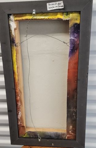 Cordova - 15x30 Vibrant Modernist Abstract Acrylic Painting in Shadow Box Frame - 5