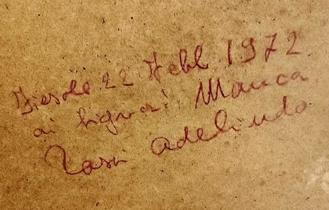 Masterful 1972 impressionist landscape oil painting w/ message from artist on back. - 4
