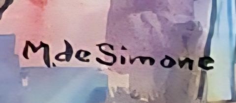 M. DeSimone Abstract Expressionist Industrial-Themed Watercolor Painting under glass. Signed 1964 - 3