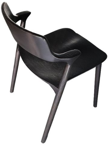 A Black Iconic Wood Oskar Side Chair Danish Designed from Restoration Hardware - 5