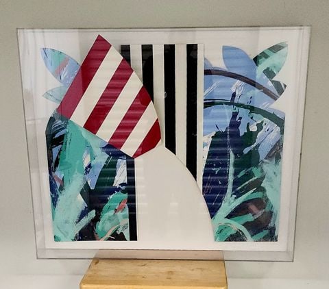 Park Gate by Jay Phillips 1983 Ltd Edition Wall Sculpture Silkscreen on Metal in 31x37x5 Lucite Box - 2