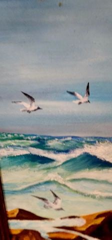 Ruthless Sea, 1970 Striking Original Impressionist Oil Painting by Iris Wilson. Image 16" x 20". - 4