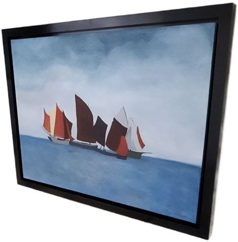 Jane Watson's 40×48 Original Iconic Oil Painting, RED SAILS Capturing the Wonder of Sailboats - 3