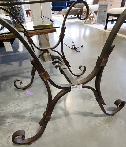 Ralph Lauren Rare Vintage Neoclassical 30x30x28 French Wrought Iron Scroll 1/2" Glass Top Side Table - 5