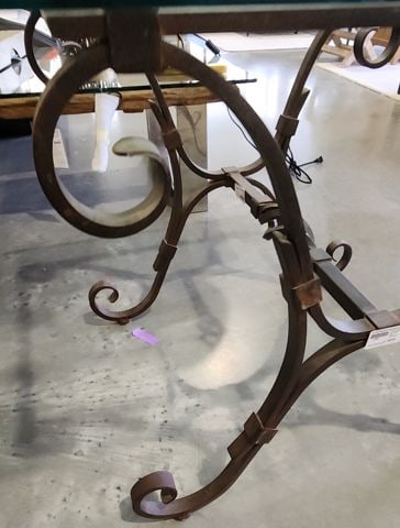 Ralph Lauren Rare Vintage Neoclassical 30x30x28 French Wrought Iron Scroll 1/2" Glass Top Side Table - 6