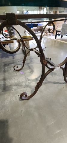 Ralph Lauren Rare Vintage Neoclassical 30x30x28 French Wrought Iron Scroll 1/2" Glass Top Side Table - 7