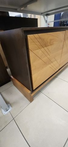 MCM Style 72W x 30H x 18 Lawson-Fenning Sideboard-Buffet. Walnut w/ 3 Oak Geometric Scribed Doors - 10