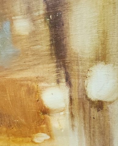 W.Tweny, 70s vintage 24"x36" mid-century abstract oil painting w/ splendidly complex color palette. - 4