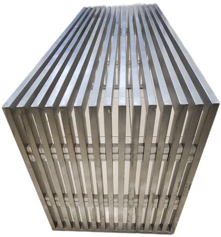 In the manner of Milo Baughman 47" high-design Mid-Century Modern brushed steel slat bench - 4