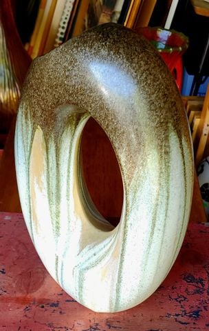 Vintage abstract sculptural authentic Chinese ceramic flower vase - 4
