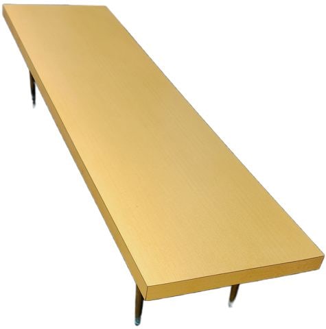 Classic Mid-Century Modern 6 ft Wood Coffee Table w/ Brass Legs. Circa 60s to 70s. - 5