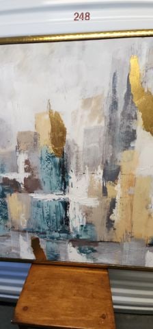 Postmodern 48x36 abstract expressionist surreal cityscape giclee oil painting on canvas. - 5