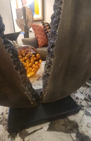 James Myford powerful brutalist solid aluminum cast "Torn Apart" sculpture. Signed. Circa "88 - 7
