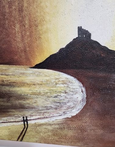 Large compelling vintage expressionist oil painting of surreal landscape - 3