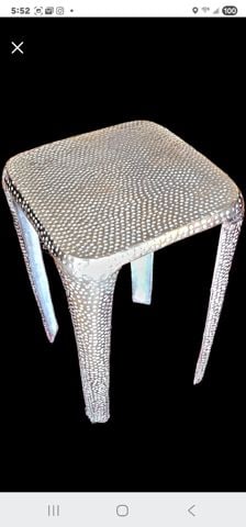 Rare Vintage Hi-Design Modernist Hammered Polished Aluminum Accent/Pedestal SideTable. 27"x11"Square - 3