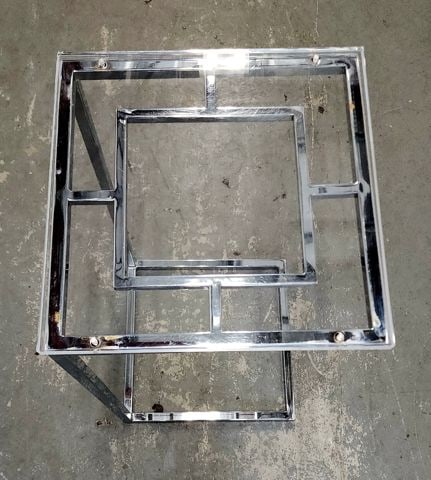 Contemporary Modern Deco-Style Chrome and Lucite accent side table w/ slide-under feature - 2
