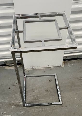 Contemporary Modern Deco-Style Chrome and Lucite accent side table w/ slide-under feature - 3