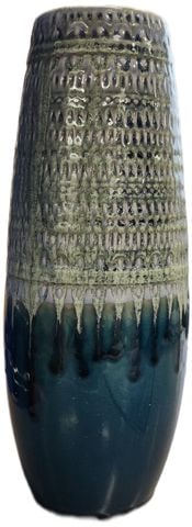 Very cool mid-century brutalist style ceramic multi-textured art vase. 10 x 3 - 4