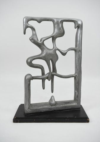 Sienec Brennan Mid-Century abstract surrealist aluminum sculpture. Circa '69 H33.5"x W24"x D12" - 4