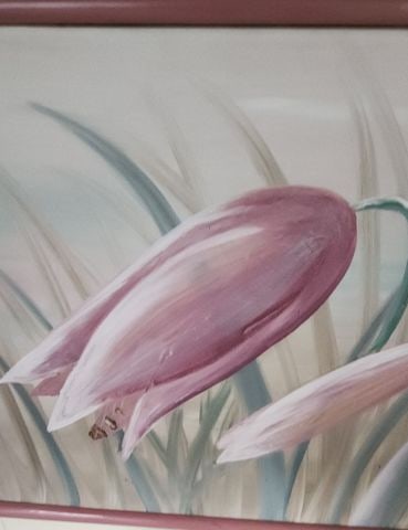 Ultra-Large impressionist pastel-toned floral still life 72x24. Wonderful piece. Circa 60's. Signed. - 3
