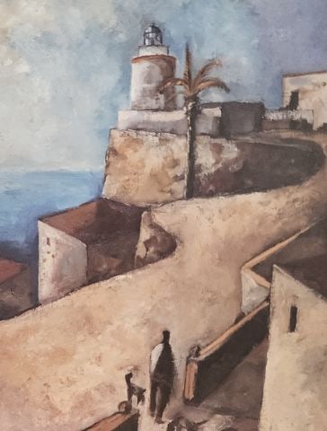 Camino del Faro, Cubist Painting by Spanish artist, Didier Lourenço. 36x48 Reproduction on - 2