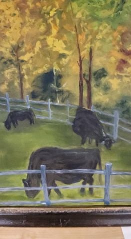 André Rougeot, Vintage Impressionist Naive-Style Original Oil Painting of Country Farm Scene. - 2