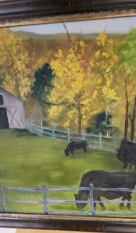 André Rougeot, Vintage Impressionist Naive-Style Original Oil Painting of Country Farm Scene. - 4