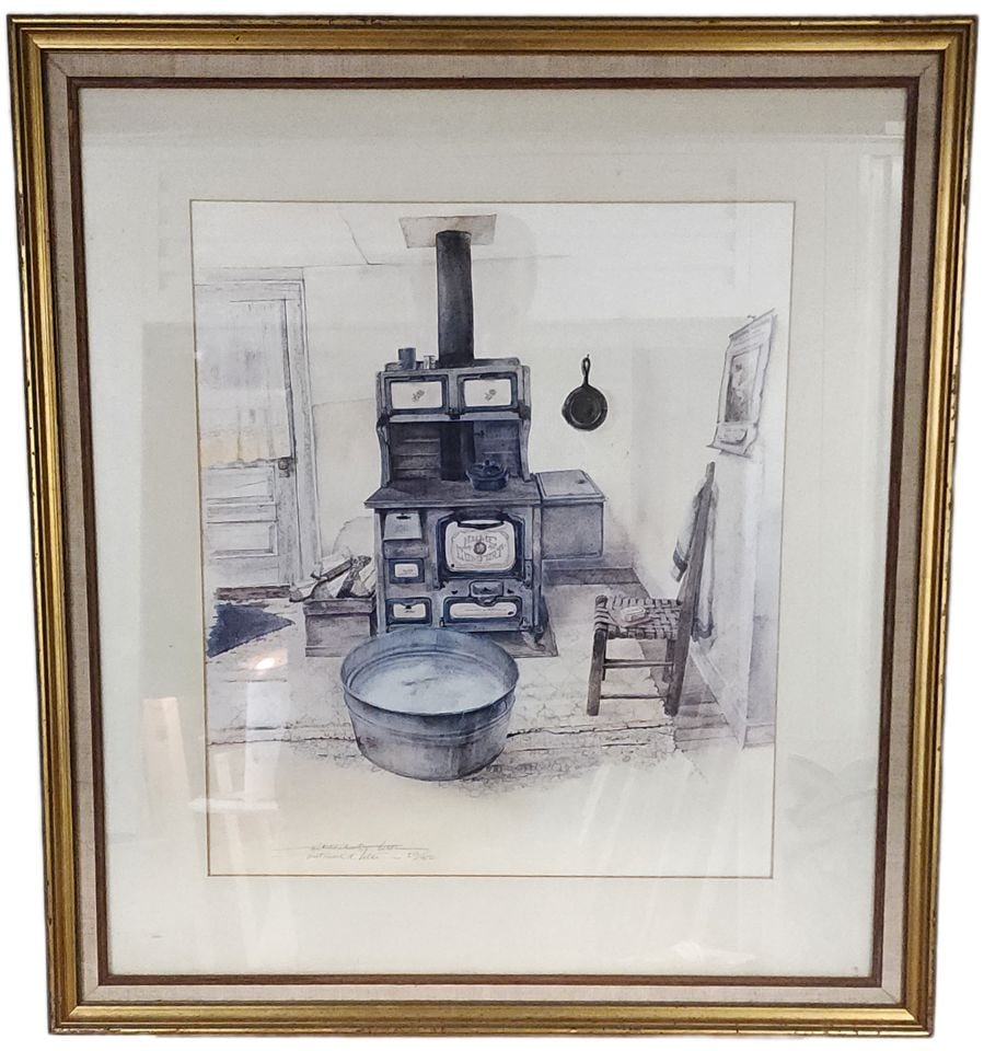 Mitchell Tolle Ltd. Edition Vintage Lithograph Titled Once a Week of Early American Kitchen Image. (1 of 4)